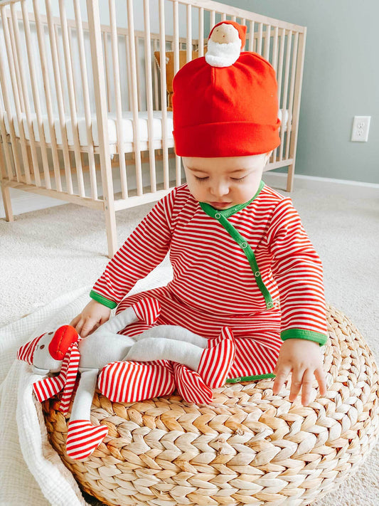 Organic Candy cane Christmas Set- Onesie/ Hat