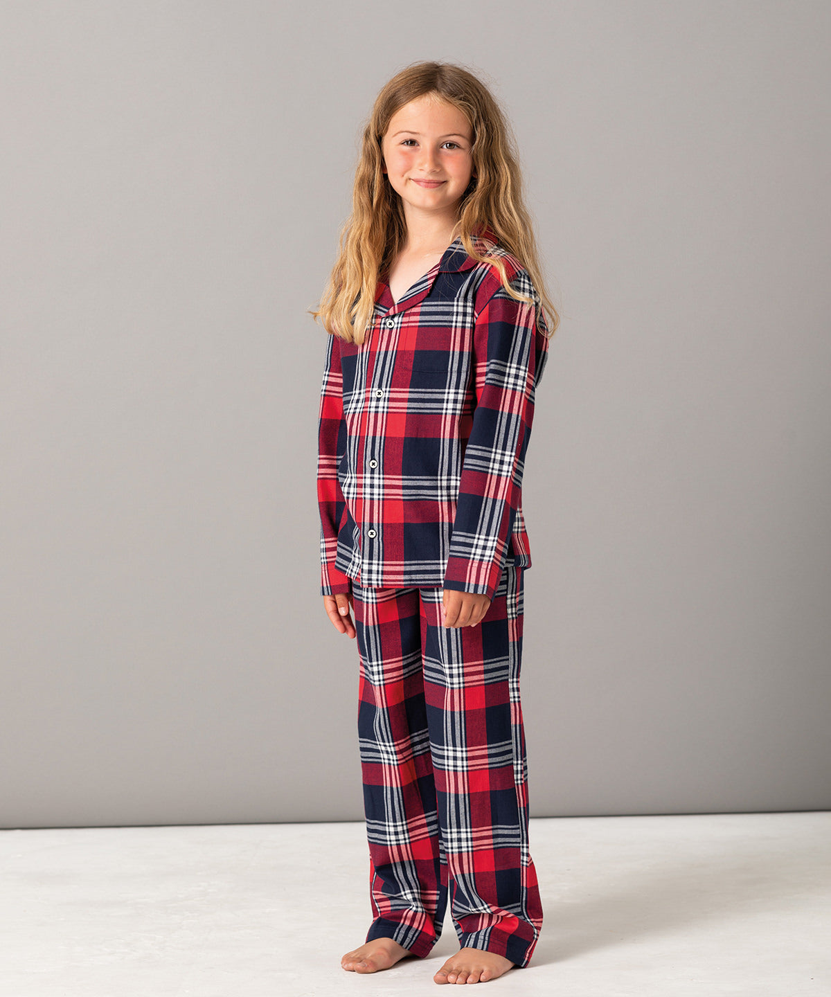 Kids Tartan Lounge Set-Red/Navy Check